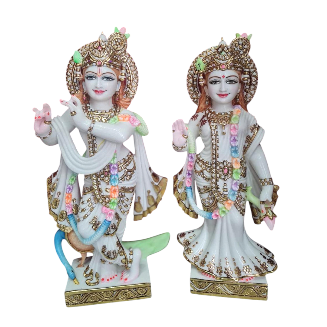 Radha Krishna Ji Marble Statue – Handcrafted Divine Idol for Home & Temple Decor