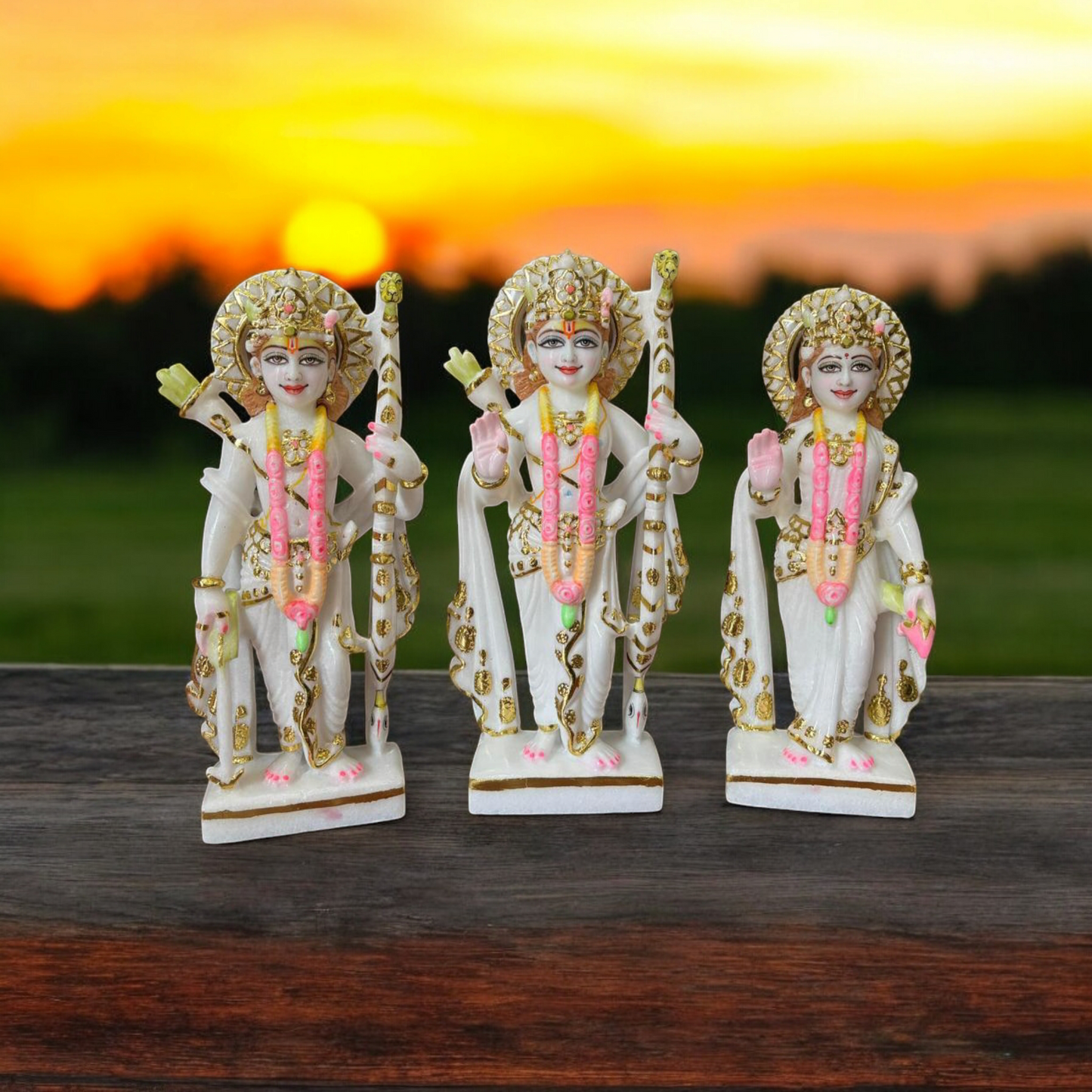 Ram Darbar Marble Moorti – Handcrafted Ram, Sita, & Lakshman for Temple Decor