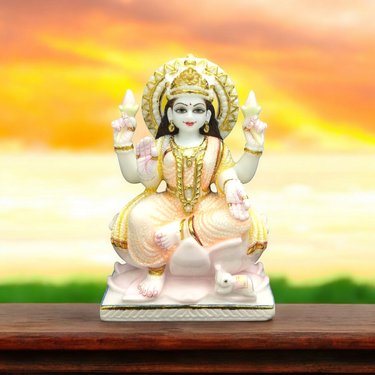 Laxmi Mata Marble Moorti – Handcrafted Goddess Lakshmi Idol for Home & Temple Decor