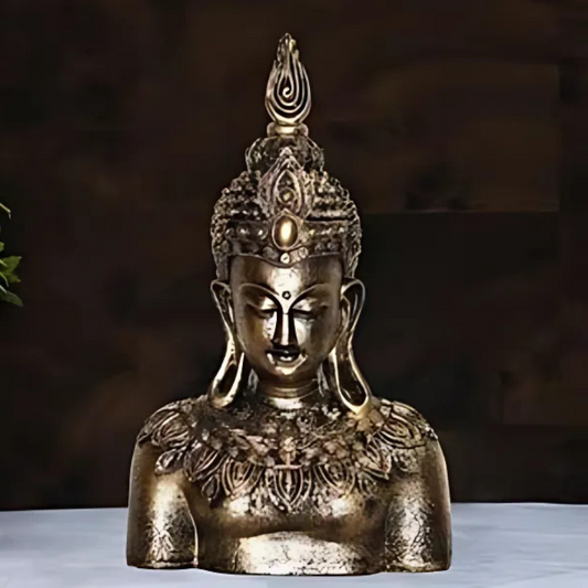 Exquisite Buddha Bust Statue – Antique Gold Finish, Elegant Home Decor & Spiritual Accent