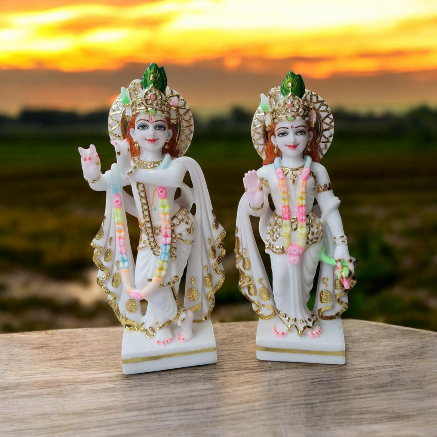Radha Krishna Ji Marble Statue – Handcrafted Divine Idol for Home & Temple Decor