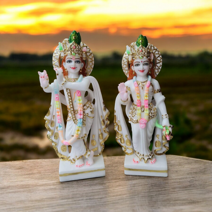 Radha Krishna Ji Marble Statue – Handcrafted Divine Idol for Home & Temple Decor
