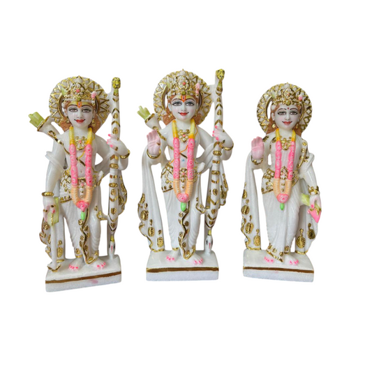 Ram Darbar Marble Moorti – Handcrafted Ram, Sita, & Lakshman for Temple Decor