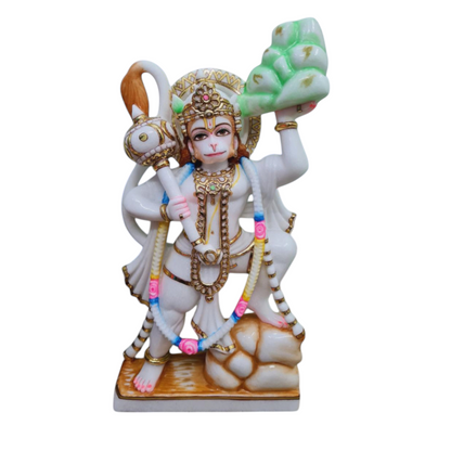 Marble Standing Hanuman Statue – Handcrafted Bajrangbali Idol for Home & Temple Decor