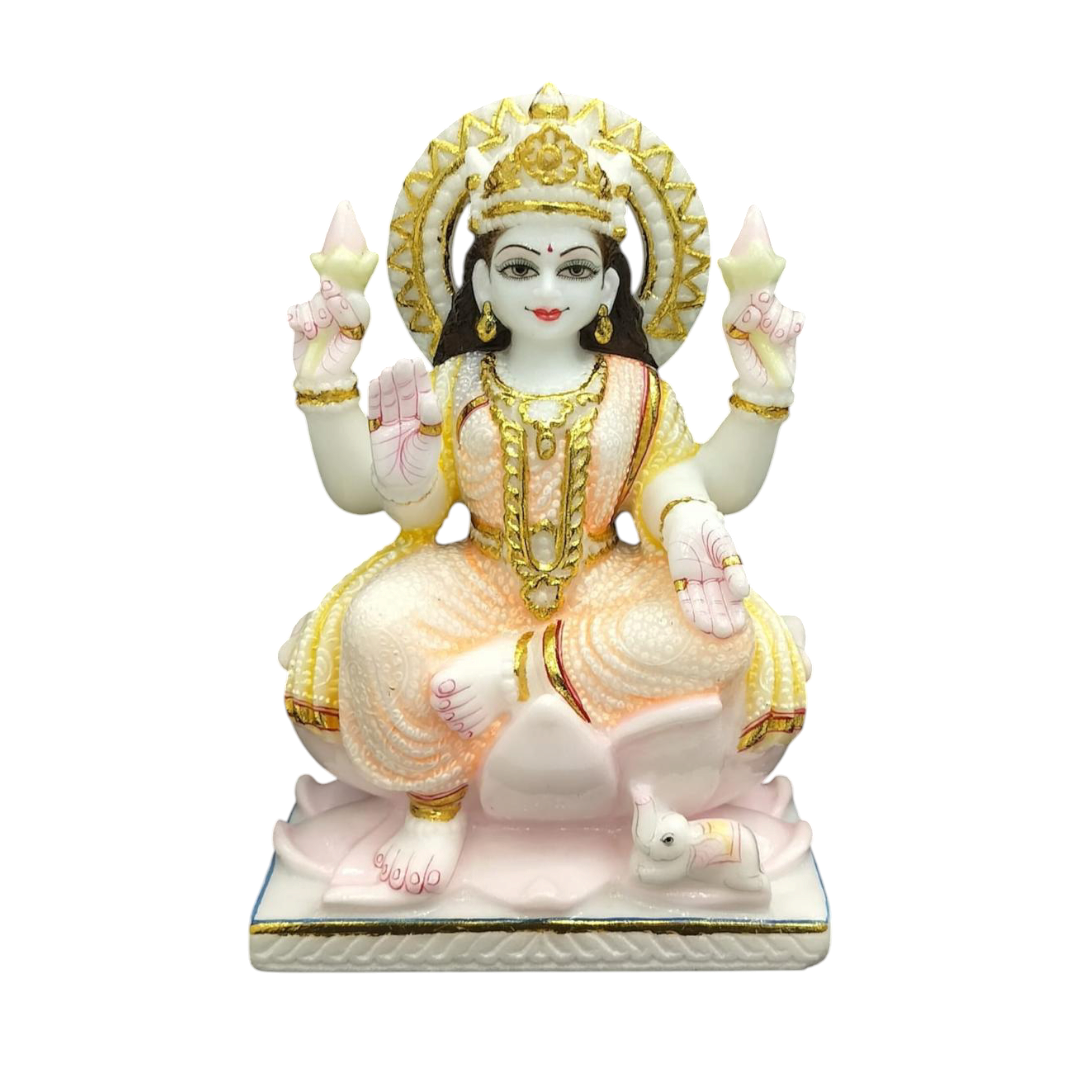 Laxmi Mata Marble Moorti – Handcrafted Goddess Lakshmi Idol for Home & Temple Decor
