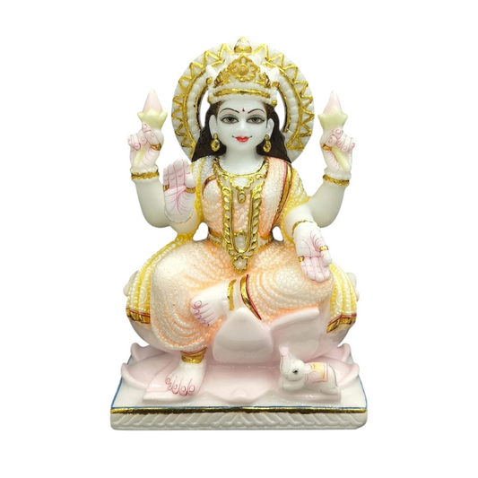 Laxmi Mata Marble Moorti – Handcrafted Goddess Lakshmi Idol for Home & Temple Decor