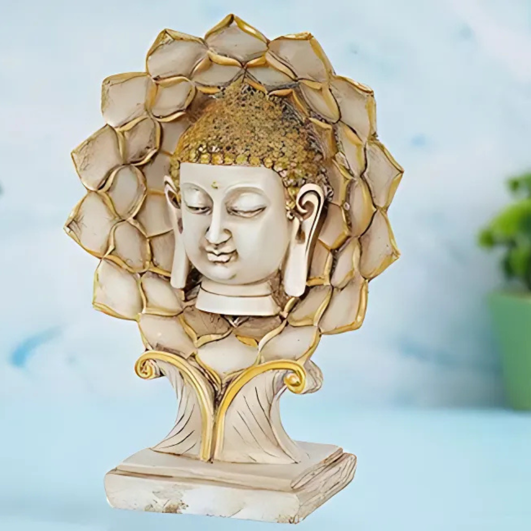 Aalingam Creations Beautiful Sun Face Buddha Idol – Polyresin Statue for Home & Office Decor