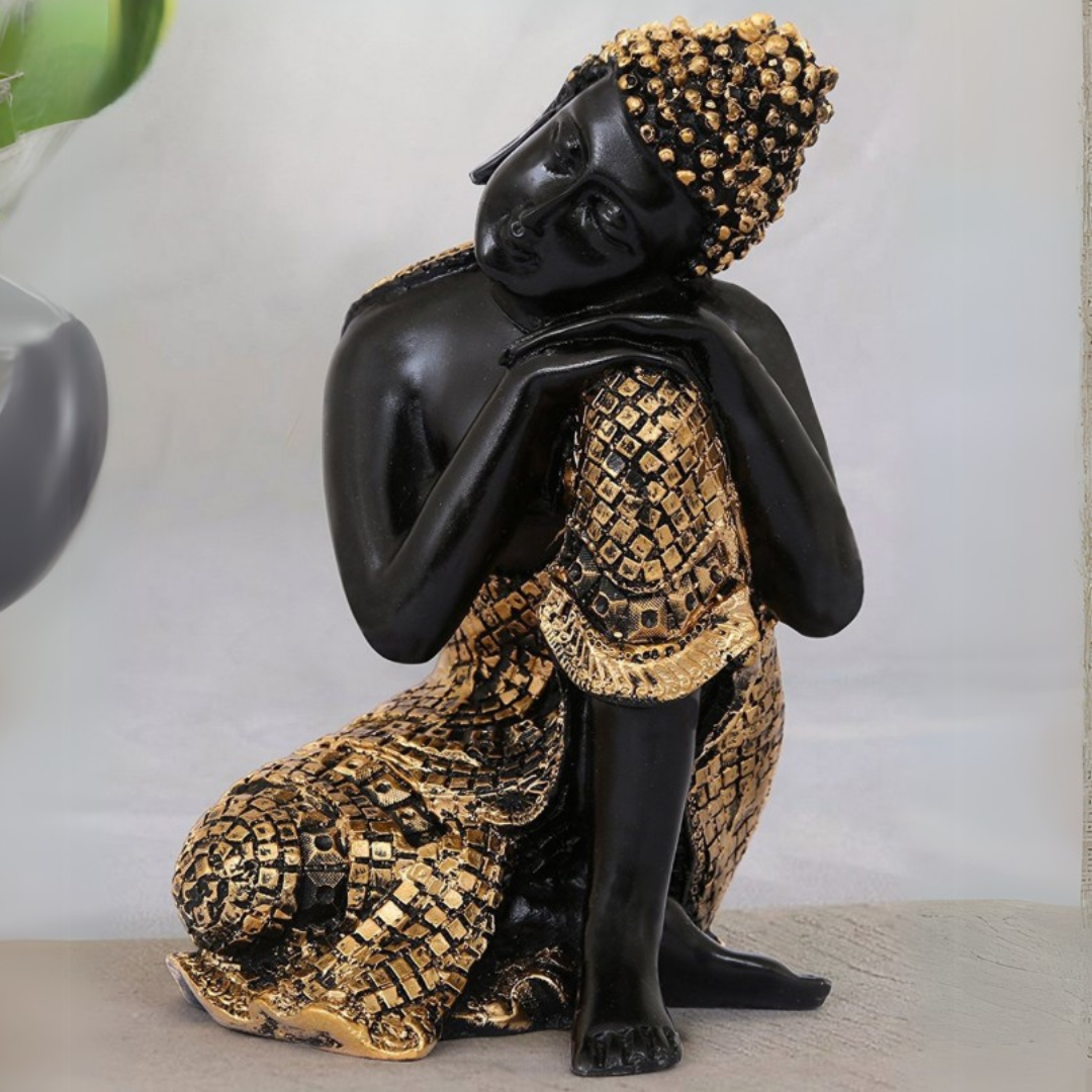 Black & Golden Thinking Lord Buddha Showpiece