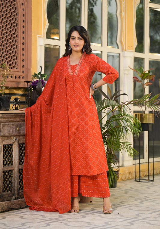 Beautiful Cotton 3-Piece Dress with Divider & Dupatta – Stylish Ethnic Wear for Women