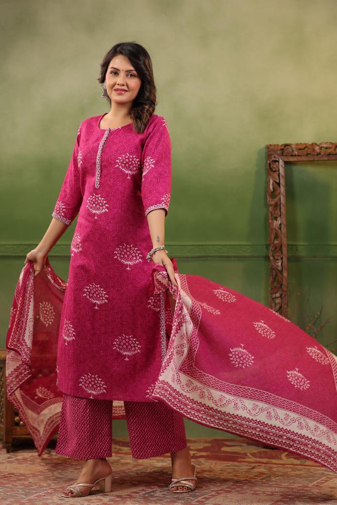 Printed Cotton Straight Suit with Dupatta – Stylish and Comfortable Ethnic Wear